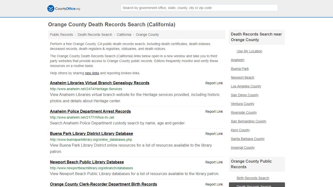 Death Records Search - Orange County, CA (Death ...