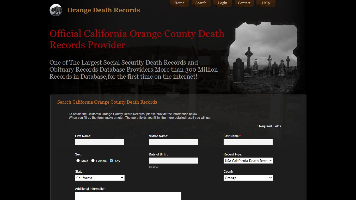 Public Records of Orange County. California State Death ...