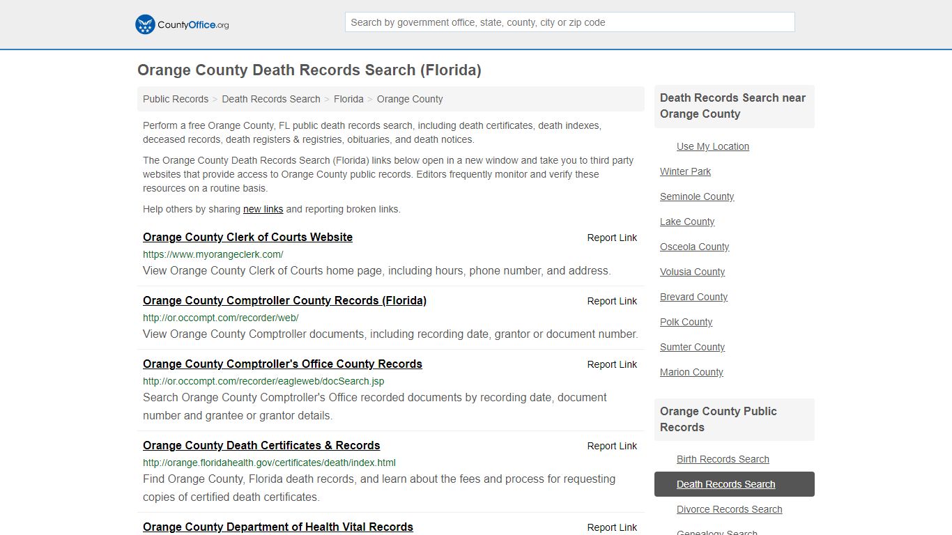 Death Records Search - Orange County, FL (Death ...